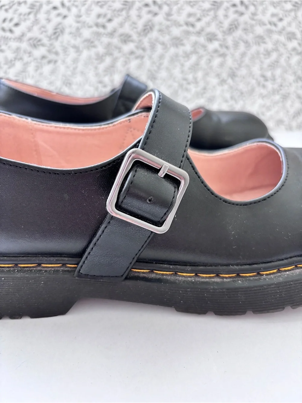 Black Platform Mary Jane Shoes Womens 8 EU 39 Chunky Lug Sole Buckle Strap